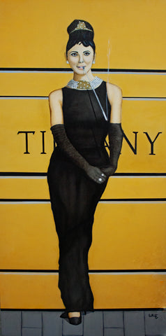 Audrey  Hepburn at Front of Tiffany's Main Door