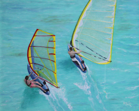 Aruba Wind Surfing Giclee Canvas Print